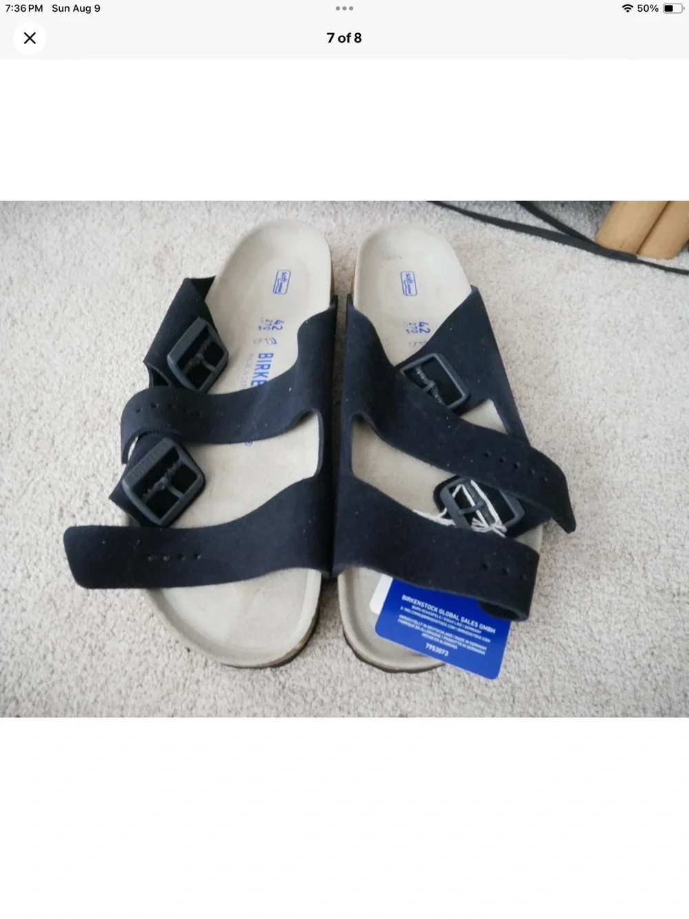 Birkenstock men's Arizona Suede Sandals Midnight size 42 New w/box!
